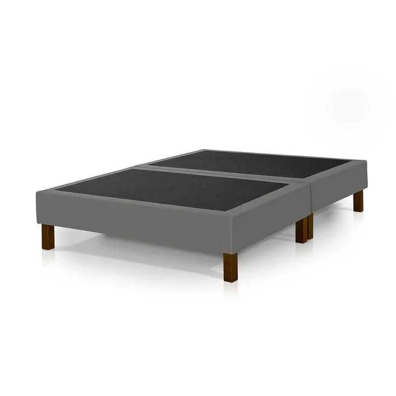 Base Box Madri Bipartido 1,58 X 1,98 Queen Size Klm Móveis Cinza