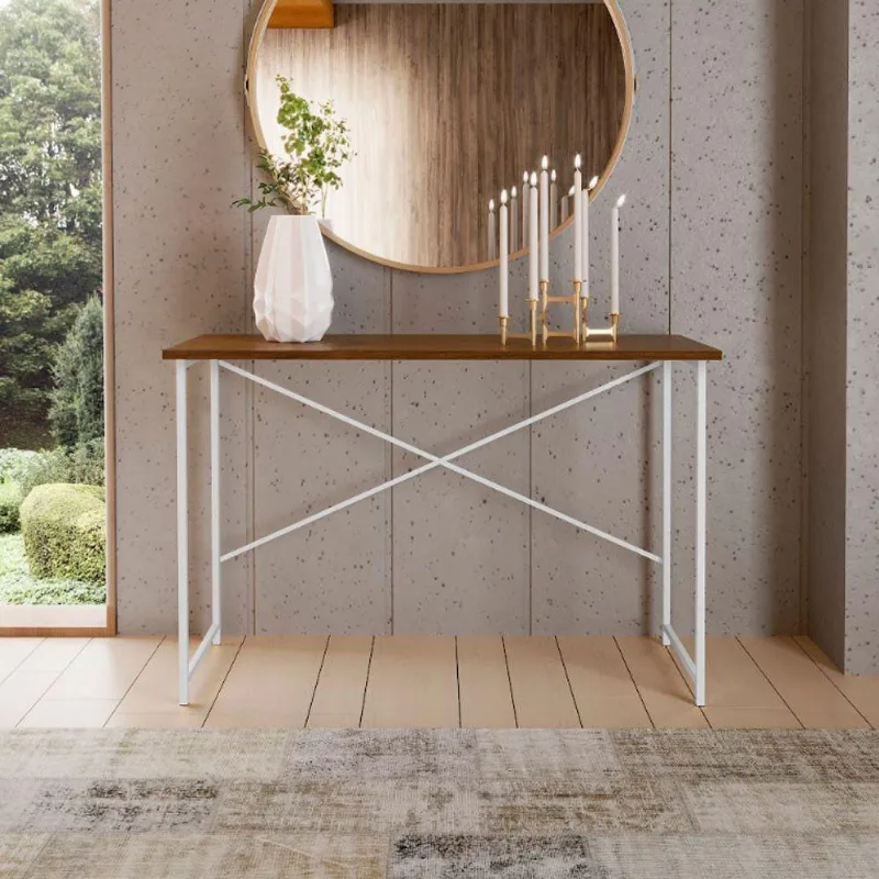 Aparador Estilo Industrial 0,76 Cm Miami Klm Móveis Imbuia/ Branco