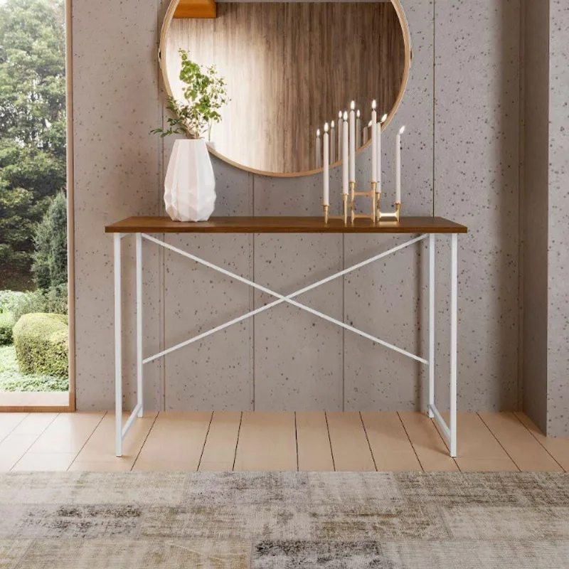 Aparador Estilo Industrial 90 Cm Miami Klm Móveis Imbuia/ Branco
