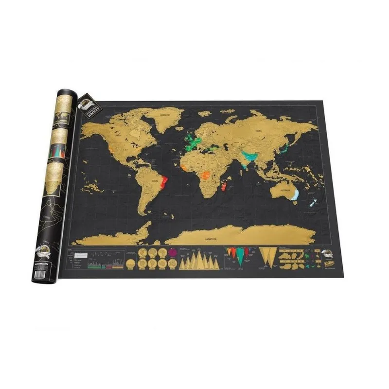 Mapa Mundi Registrar Viagens Raspadinha Presente 82x59cm