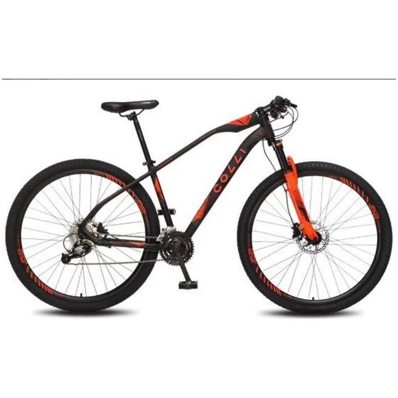Bicicleta Aro 29 Duster Alumínio Colli Preto Fosco/Laranja