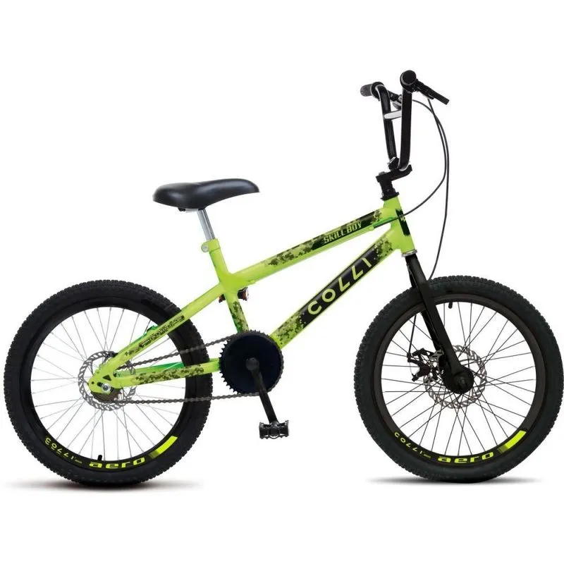 Bicicleta Infantil Colli Bike ARO 20 SKILL BOY com Freio a Disco - Amarelo Neon