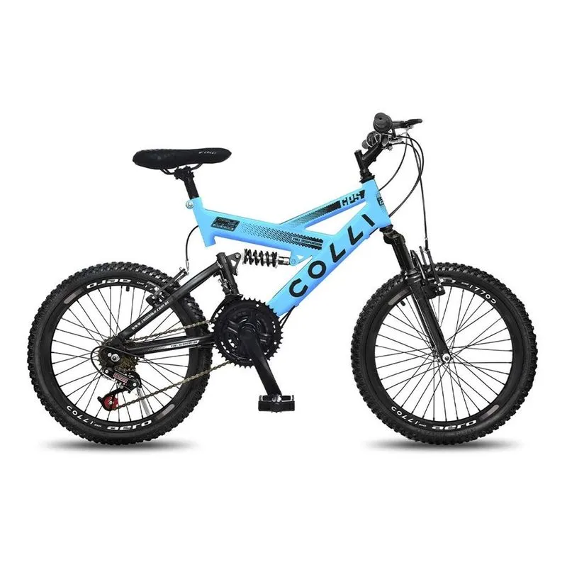Bicicleta Gps A.20 Aco Crb F.V-Break Dp.Susp. Full 21v Azul Champanhe - Colli
