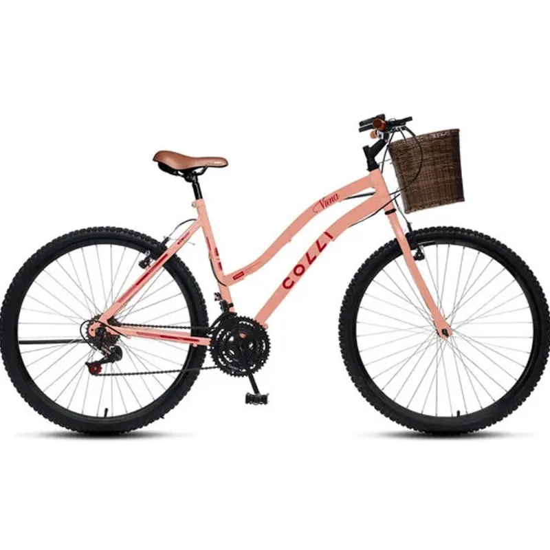 Bicicleta Colli Viena Aro 26 Freio V-Brake 18 Velocidades Rosa