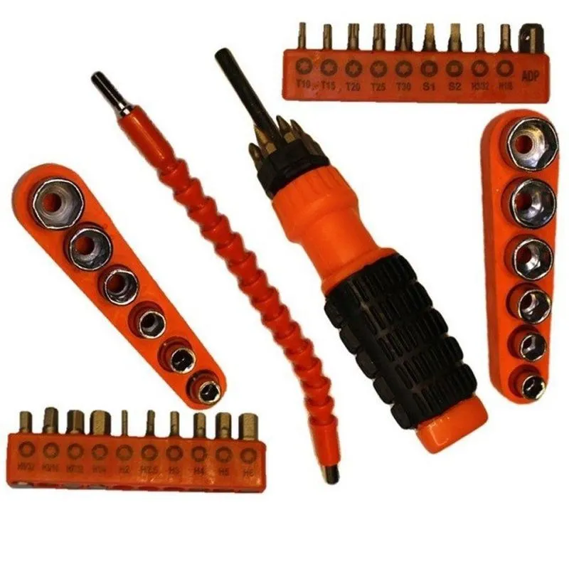 Jogo Chave Fenda Philips Bits 43 Peças Extensor Flexível