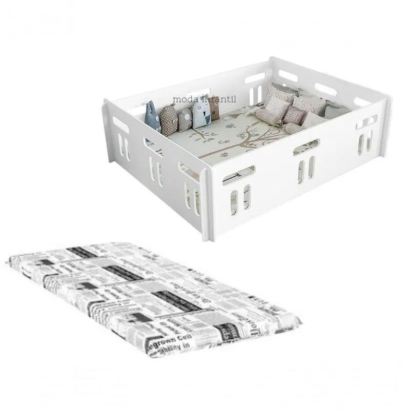 Cercadinho Montessori Branco C/ Colchonete 100%mdf
