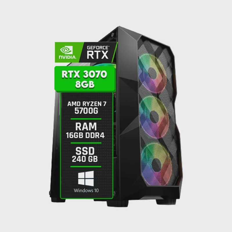 Pc Gamer amd Ryzen 7 5700G / GeForce rtx 3070 8GB / Memória 16GB DDR4 / ssd 240GB
