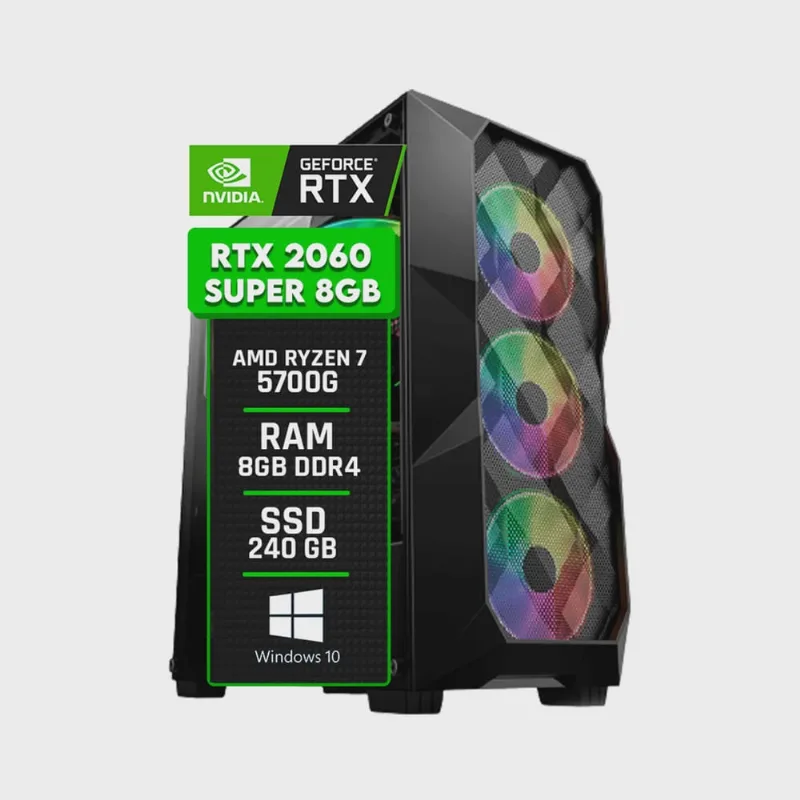 Pc Gamer amd Ryzen 7 5700G / rtx 2060 Super 8GB / Memória 8GB DDR4 / ssd 240GB