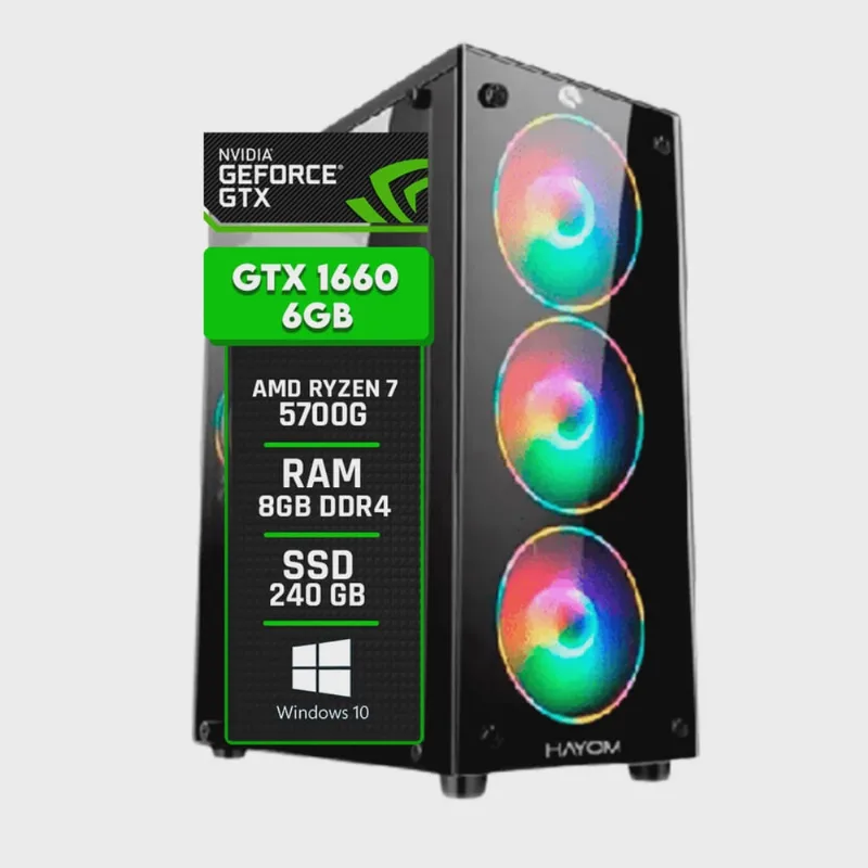 Pc Gamer amd Ryzen 7 5700G / GeForce gtx 1660 6GB / Memória 8GB DDR4 / ssd 240GB