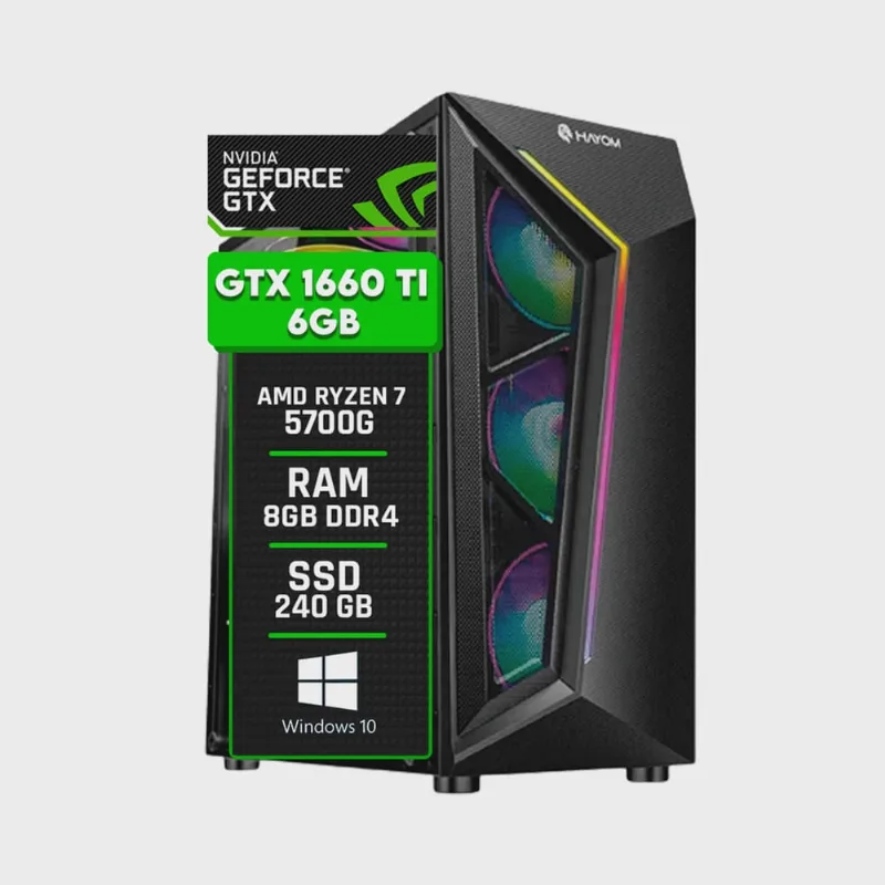 Pc Gamer amd Ryzen 7 5700G / GeForce gtx 1660 Ti 6GB / Memória 8GB DDR4 / ssd 240GB