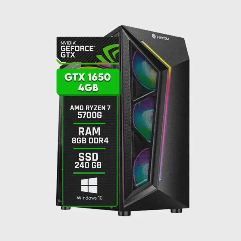 Pc Gamer amd Ryzen 7 5700G / GeForce gtx 1650 4GB / Memória 8GB DDR4 / ssd 240GB