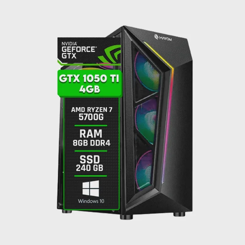 Pc Gamer amd Ryzen 7 5700G / GeForce gtx 1050 Ti 4GB / Memória 8GB DDR4 / ssd 240GB