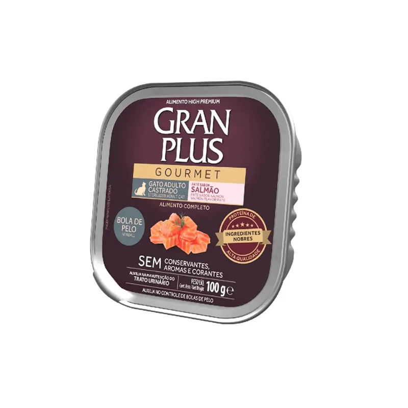 Patê Gourmet Granplus Gatos Castrados Anti Bolas De Pelo Salmão 100 G