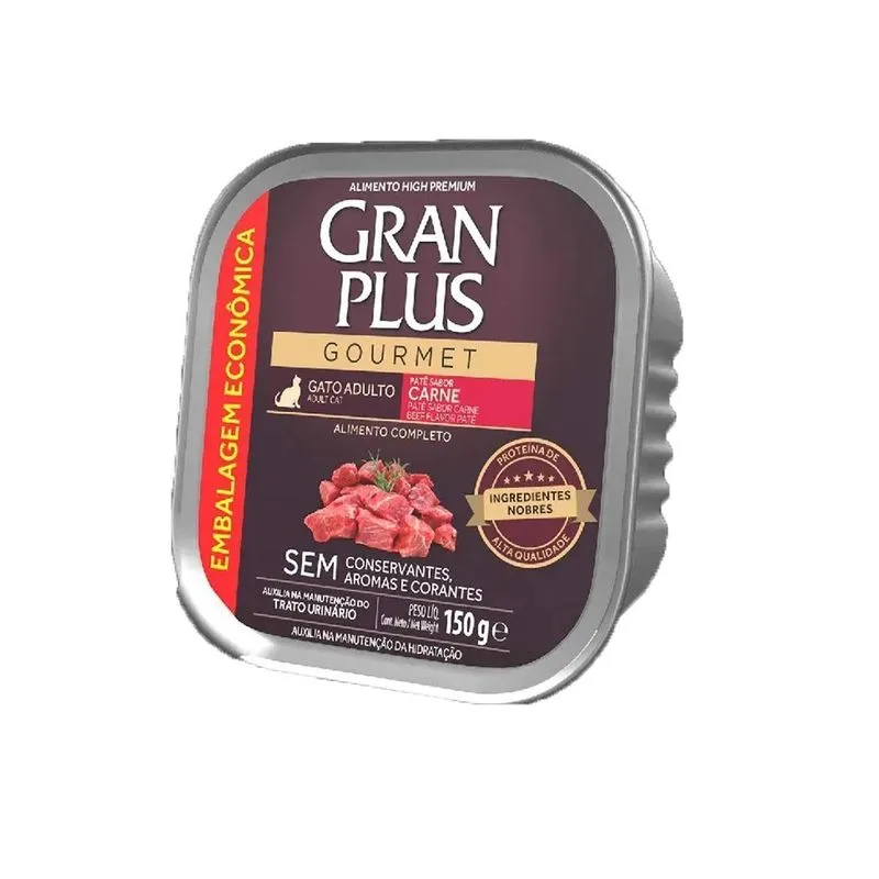 Patê Para Ração De Gato Adulto Sabor Carne 150g Gran Plus