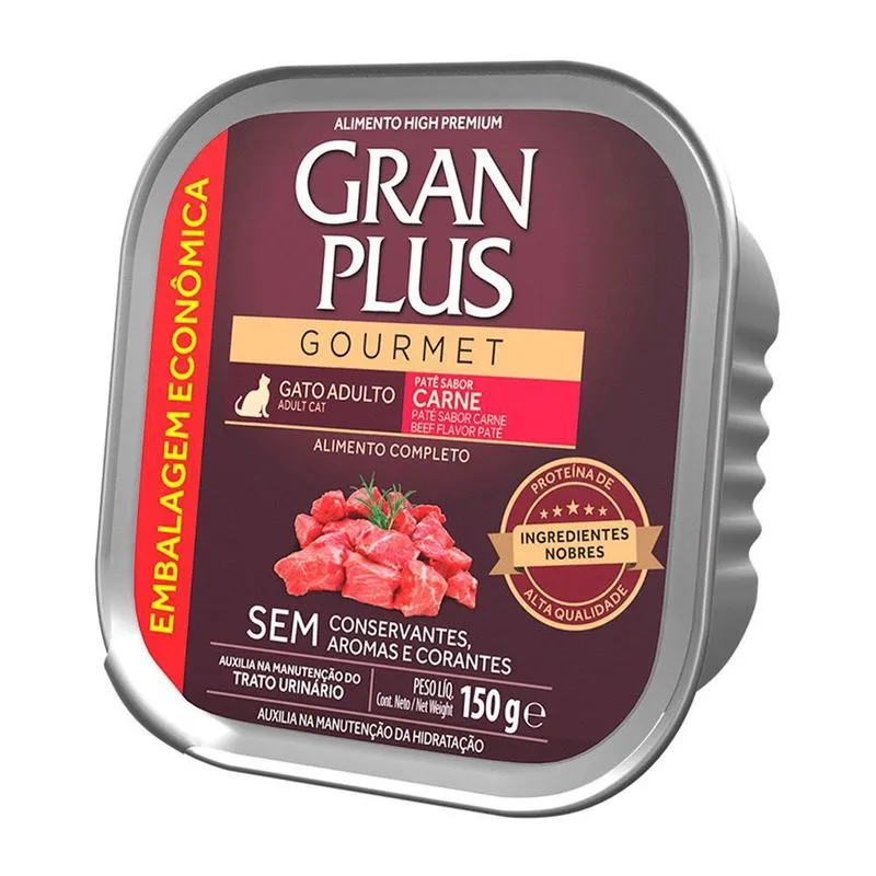 Ração Úmida Granplus Gourmet Gatos Adultos Patê Carne 150G