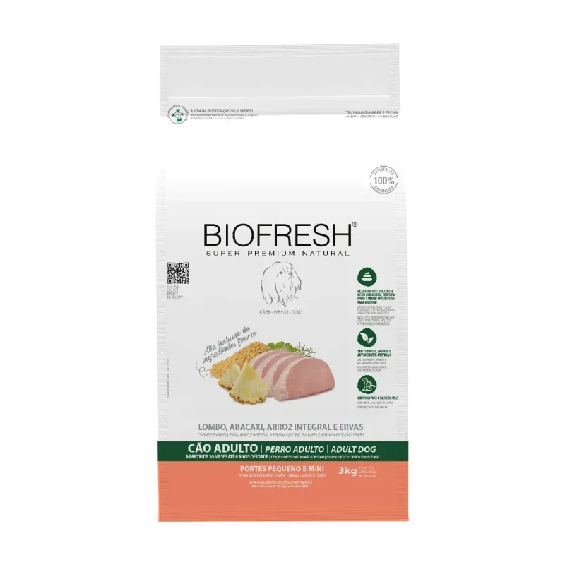 Ração Biofresh Cães Adultos Raças Minis e Pequenas Lombo e Abacaxi 3kg