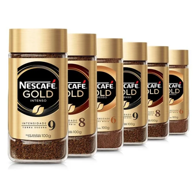 Café Solúvel, Nescafé Gold, 6 Potes De Vidro, 6x 100g