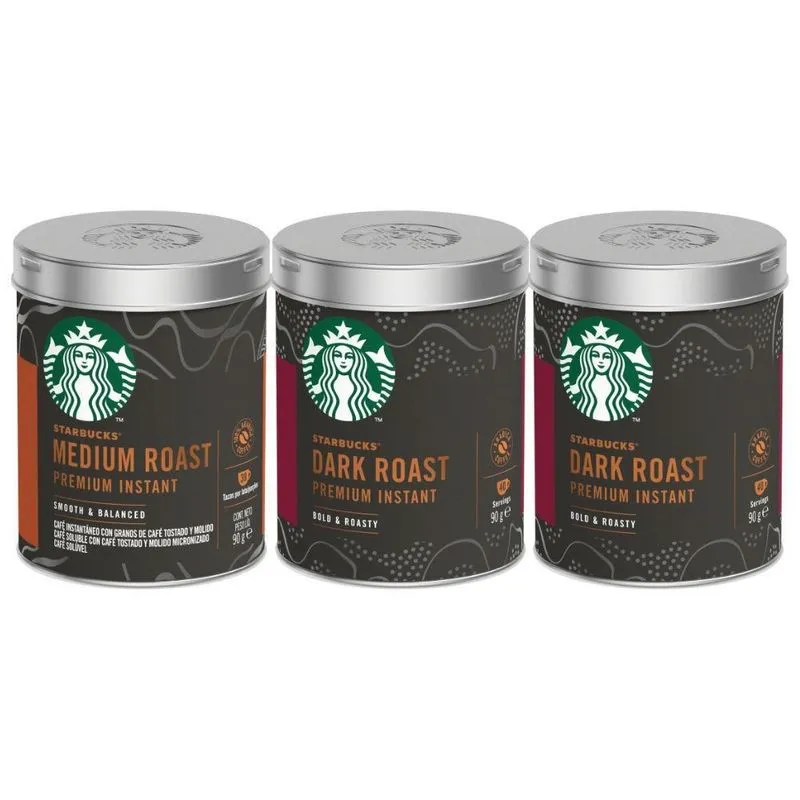 Kit Café Solúvel Instantâneo Starbucks - 3 Latas