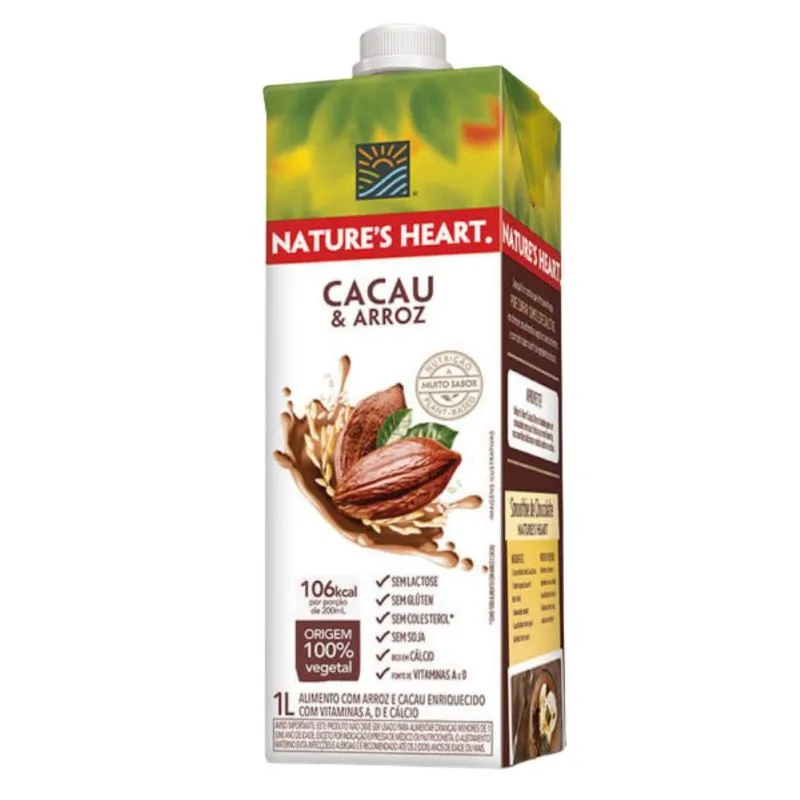 Leite Vegetal Cacau E Arroz, Nature’s Heart, Caixa De 1l