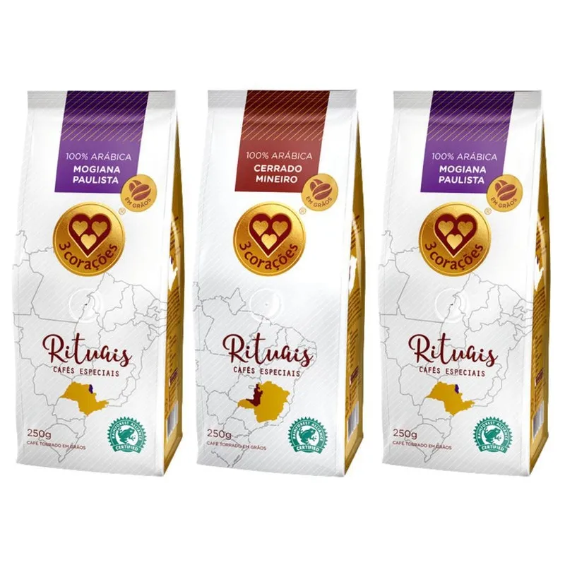 Kit 3 Café Em Grão, Três Corações Rituais 250G