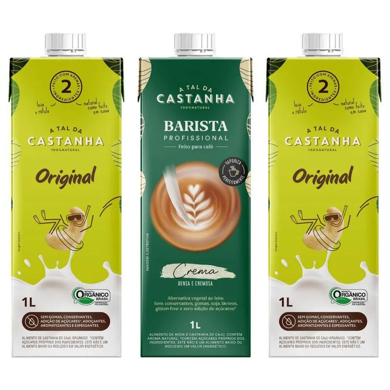 Kit Leite Vegetal, A Tal Da Castanha, 3 Caixas De 1l