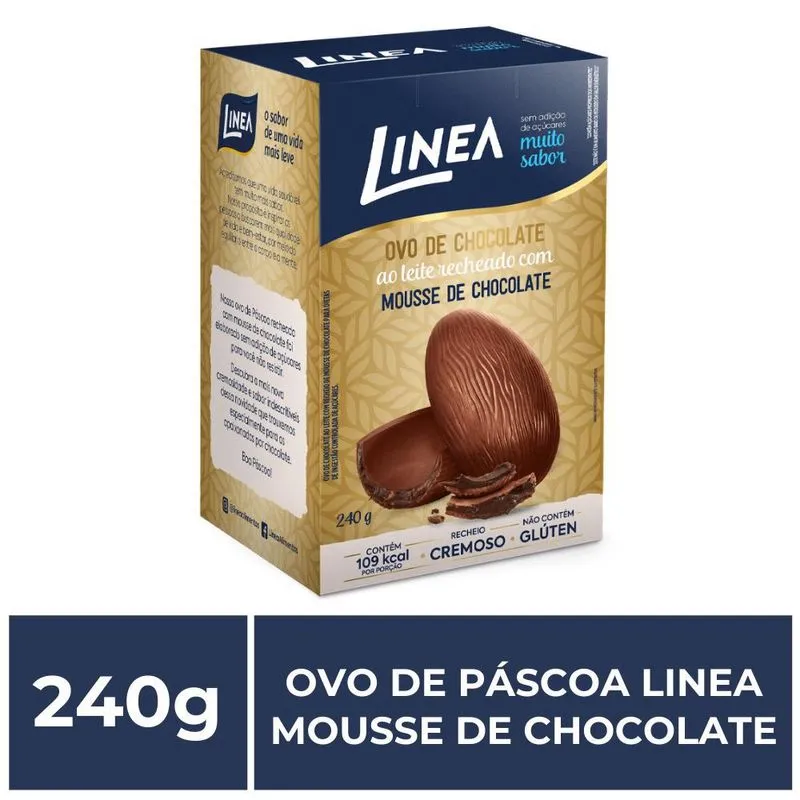 Ovo De Páscoa Recheado, 240g, Mousse De Chocolate, Linea
