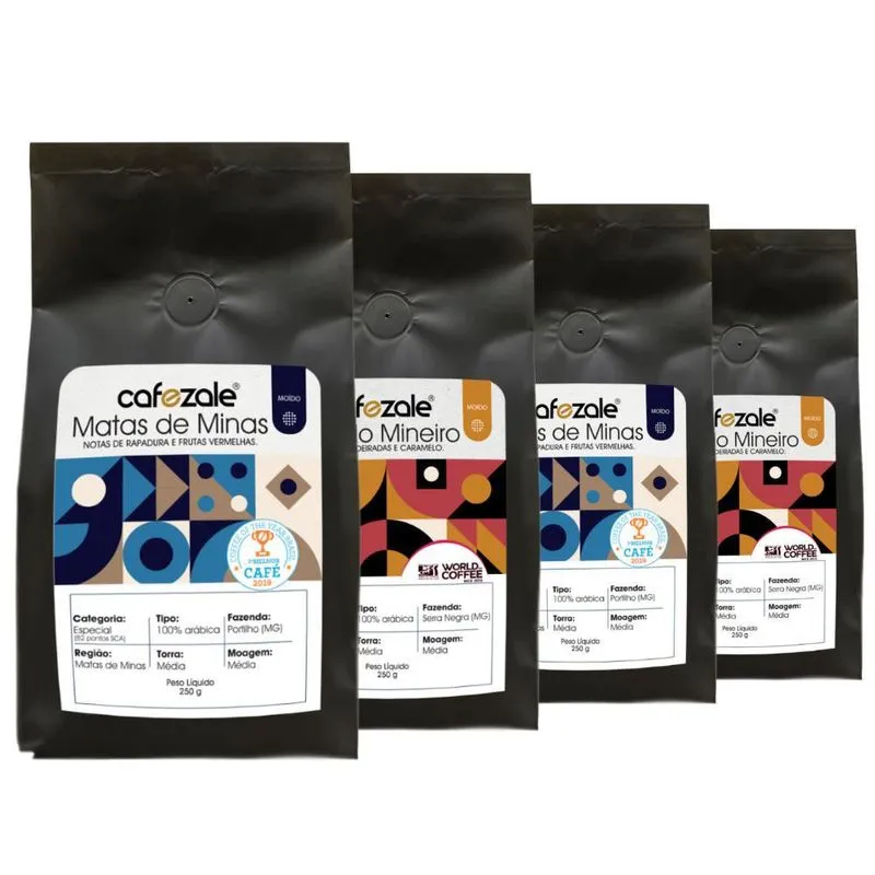 Café Moído, Premiado, Cafezale, 4 Pacotes De 250g