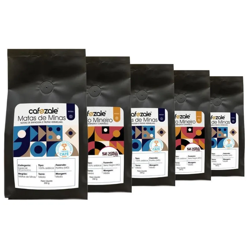 Café Moído, Premiado, Cafezale, 5 Pacotes De 250g