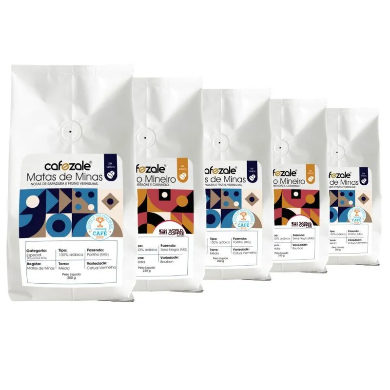 Café Em Grão, Premiado, Cafezale, 5 Pacotes De 250g