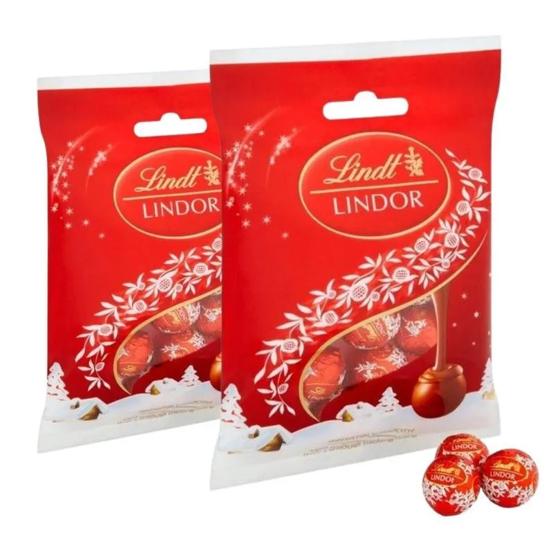 Chocolate Ao Leite Lindt Lindor Mini, 2 Pacotes De 80g