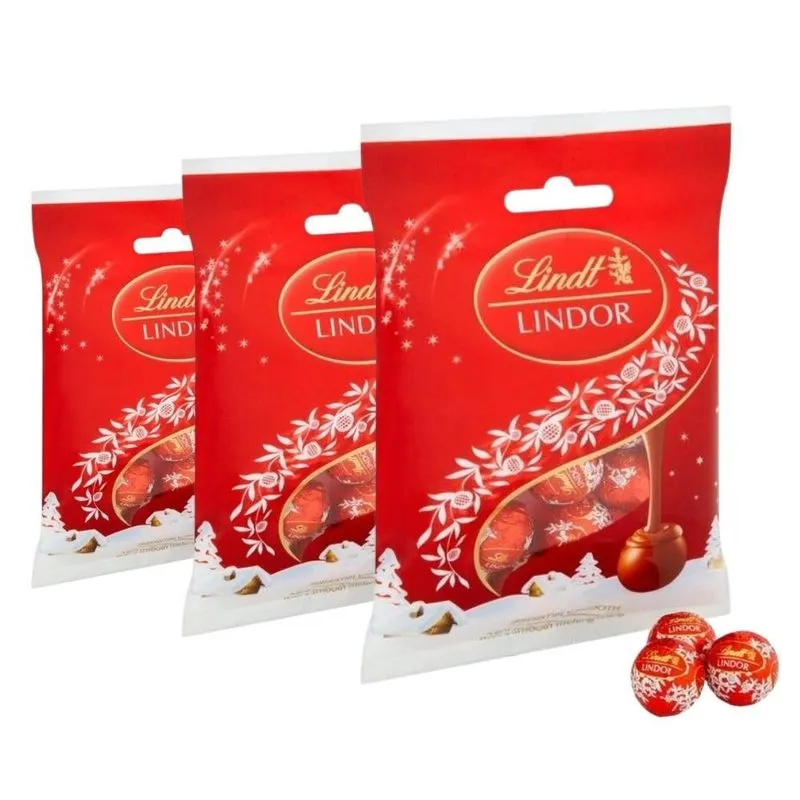 Chocolate Ao Leite Lindt Lindor Mini, 3 Pacotes De 80g