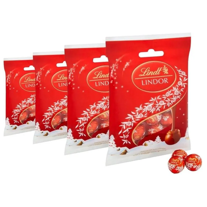 Chocolate Ao Leite Lindt Lindor Mini, 4 Pacotes De 80g