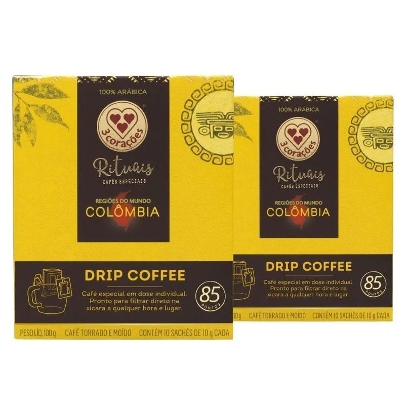 20 Sachês, Drip Coffee, 3 Corações, Café