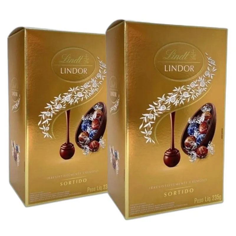 Chocolate Sortido, Lindt Lindor, 2 Ovos De Páscoa De 235g