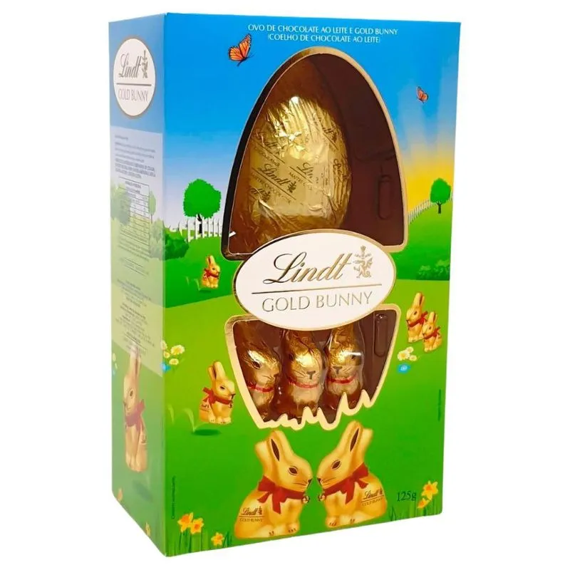 Ovo De Páscoa Com Coelhos De Chocolate Lindt 125g