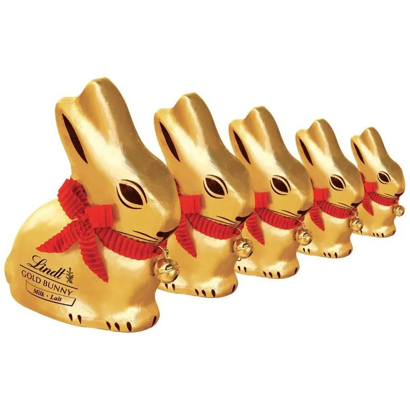 Kit Lindt Gold Bunny, 5 Coelhos De Chocolate, Páscoa, 50g