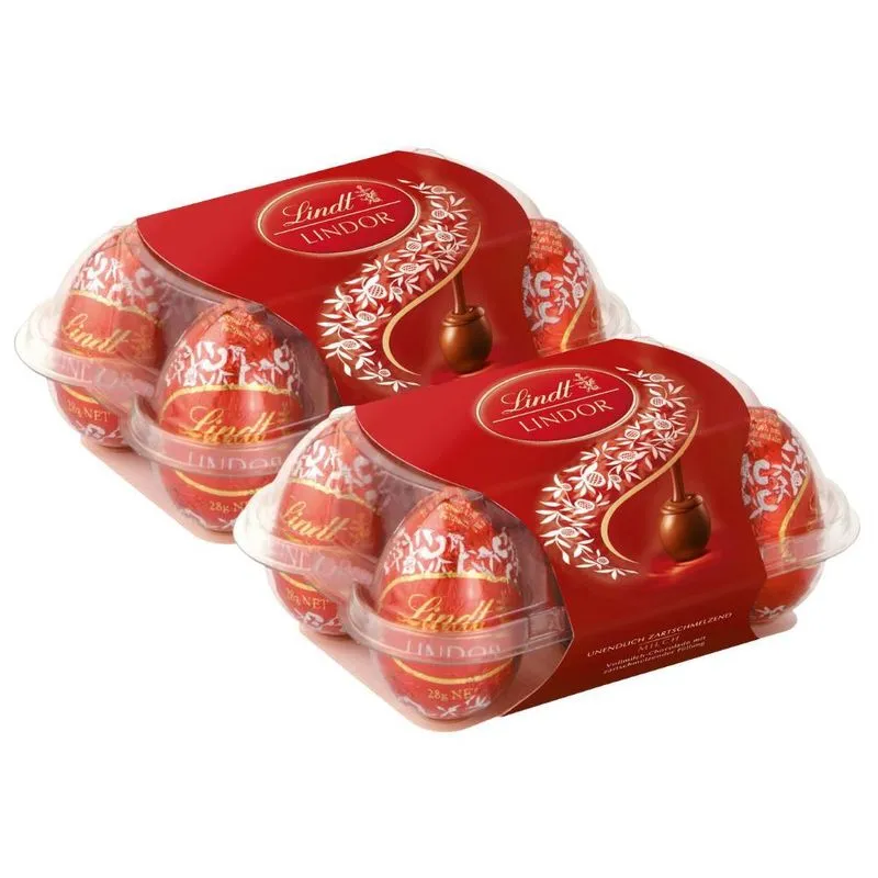 12 Mini Ovos De Páscoa, Chocolate Ao Leite, Lindt Lindor