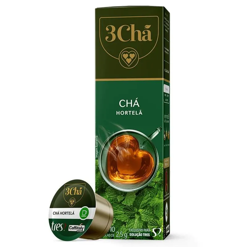 10 Cápsulas, Chá Hortelã 3 Corações