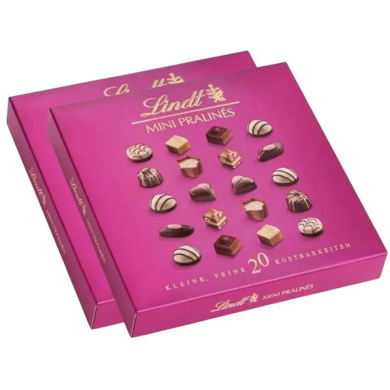 Chocolate Suíço Lindt, Bombom, 2 Caixas Mini Pralinés Rosa