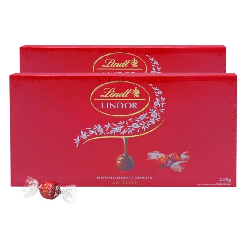 Chocolate Lindt Lindor, 2 Caixas De Bombom Suíço De 225g