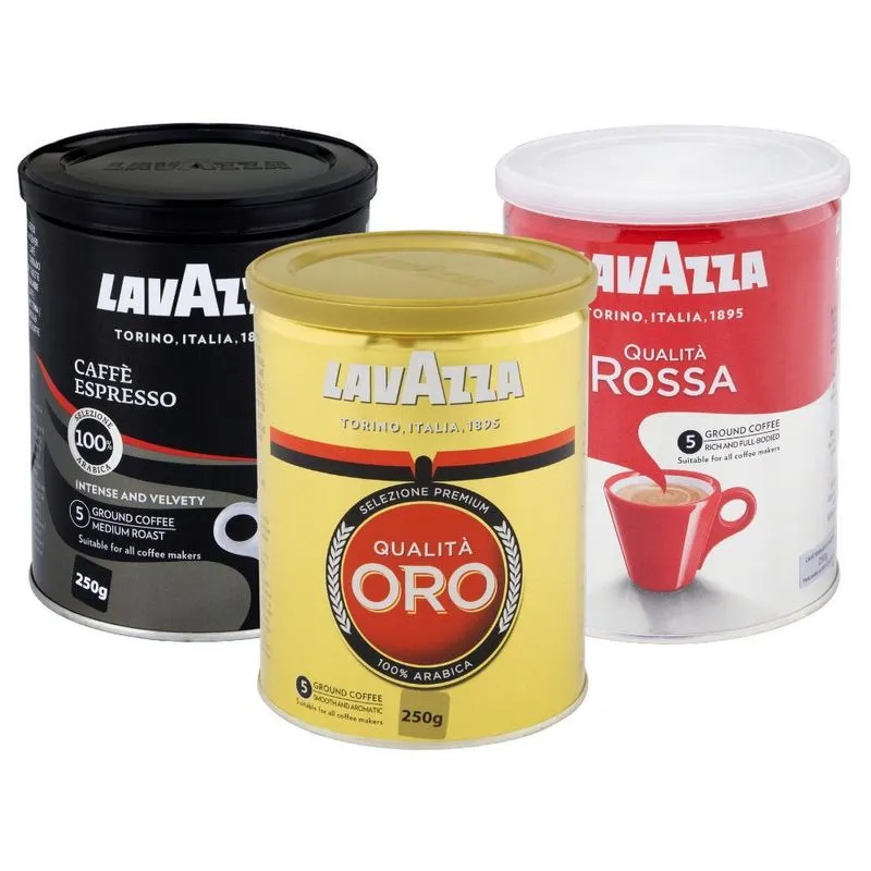 Café Moído, 3 Latas De 250g, Lavazza