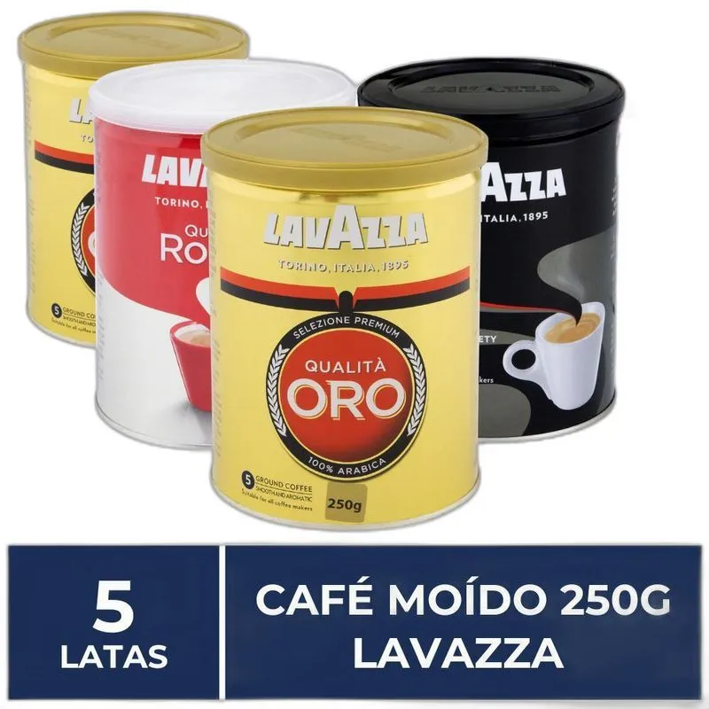 Café Moído, 5 Latas De 250g, Lavazza
