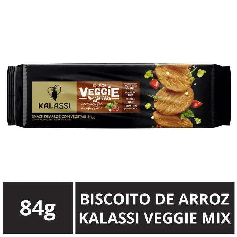 Biscoito De Arroz, Mix Vegetais, Pacote 84g, Kalassi Veggie