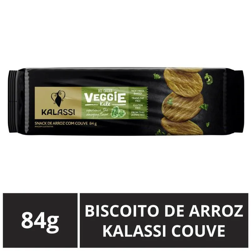 Biscoito De Arroz, Couve, Pacote 84g, Kalassi Veggie