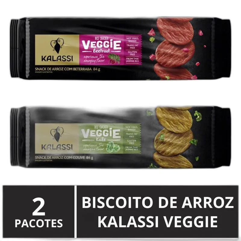 Biscoito De Arroz, 2 Pacotes De 84g, Kalassi Veggie