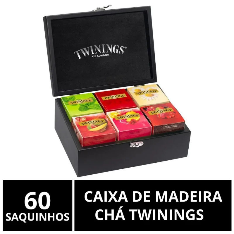 Caixa De Madeira, Cor Preta Chá Twinings Com 60 Saquinhos