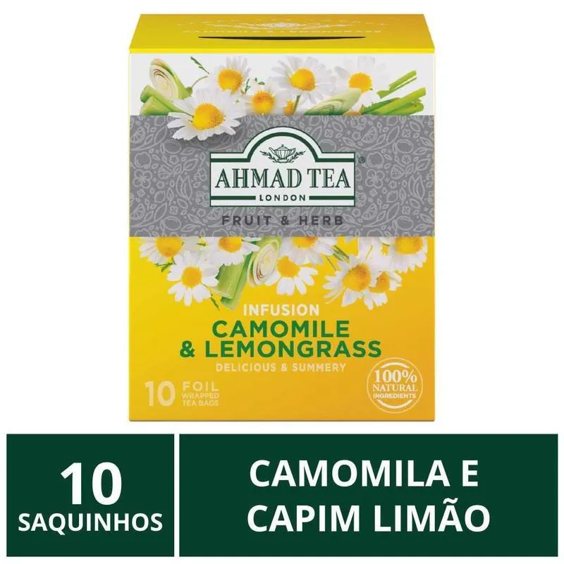Chá Inglês Ahmad Tea, 10 Saquinhos, Camomila E Capim Limão