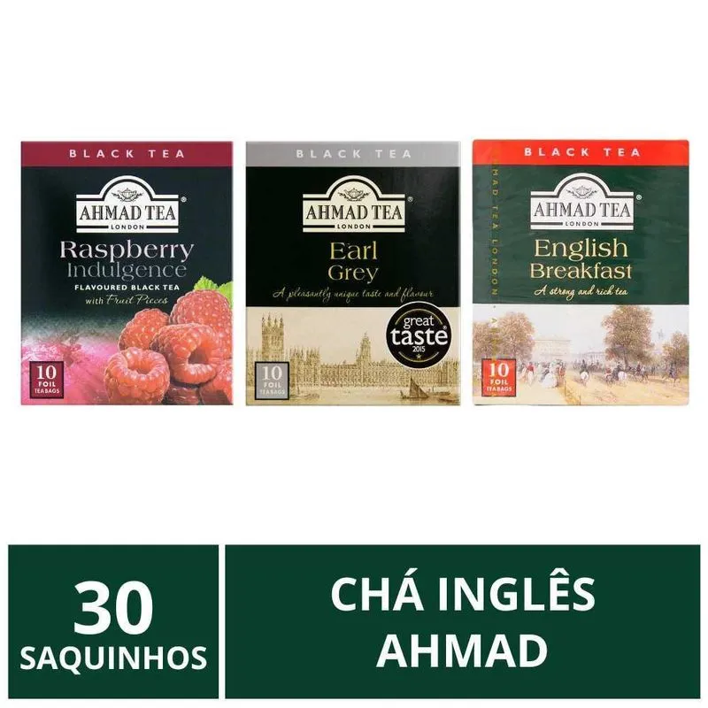 Chá Inglês, 3 Caixas Com 10 Saquinhos, Ahmad Tea
