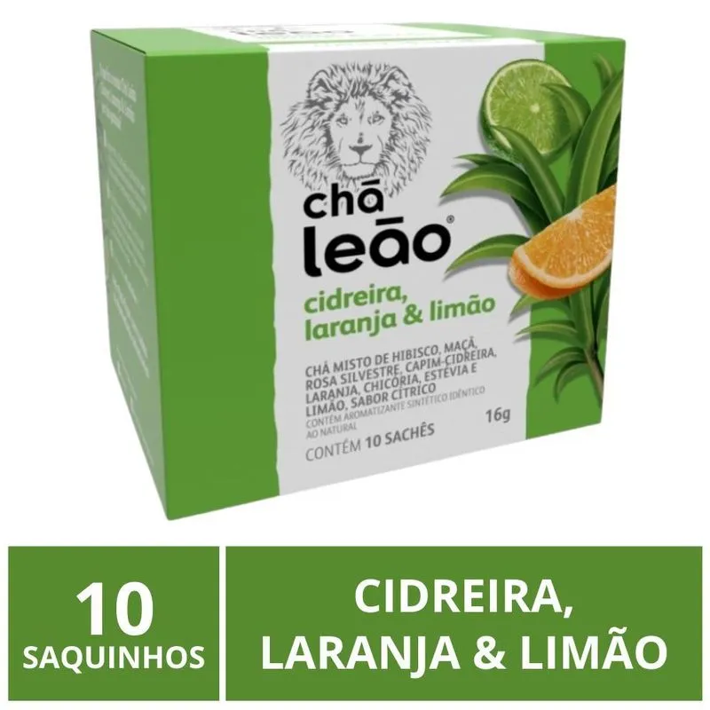 Chá Leão, Cidreira, Laranja E Limão Premium, 10 Saquinhos