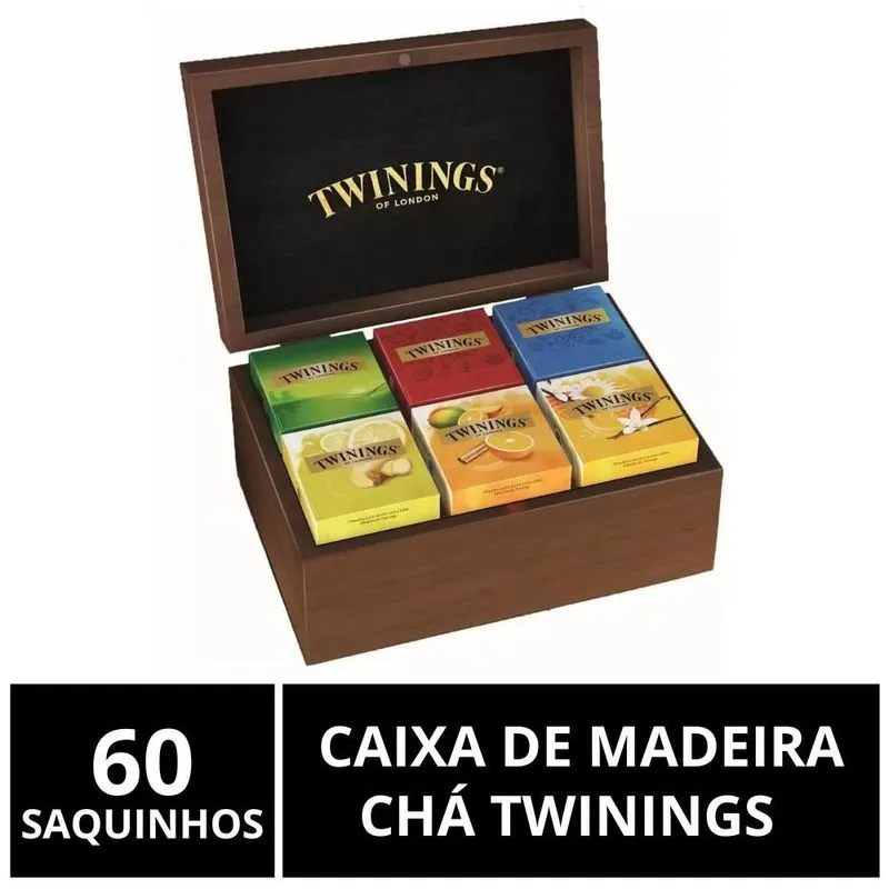 Caixa De Madeira Chá Twinings, Cor Marrom, Com 60 Saquinhos